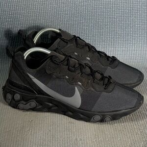 Nike React Element 55 Black Dark Grey Athletic Shoes BQ6166-008 Men's Size 8